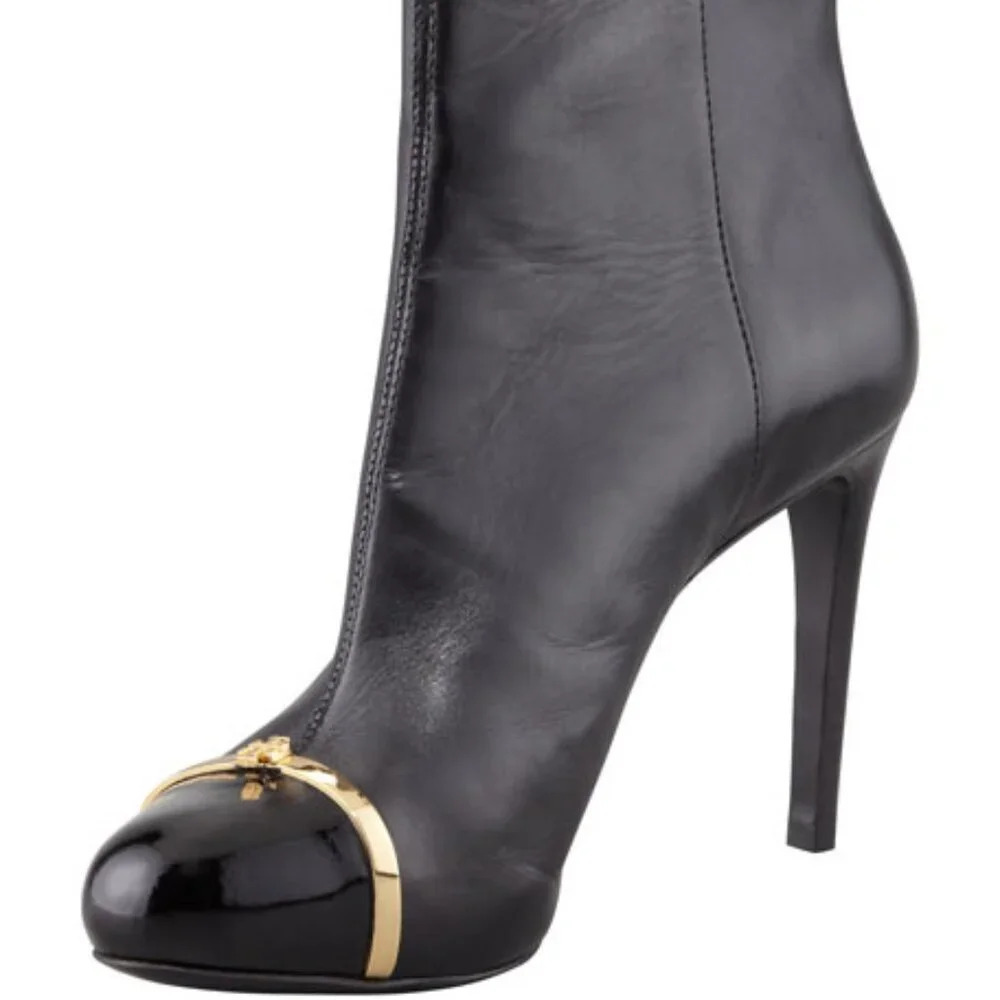 Tory Burch Black Pacey Cap-Toe Ankle Bootie. Sz: 9.5